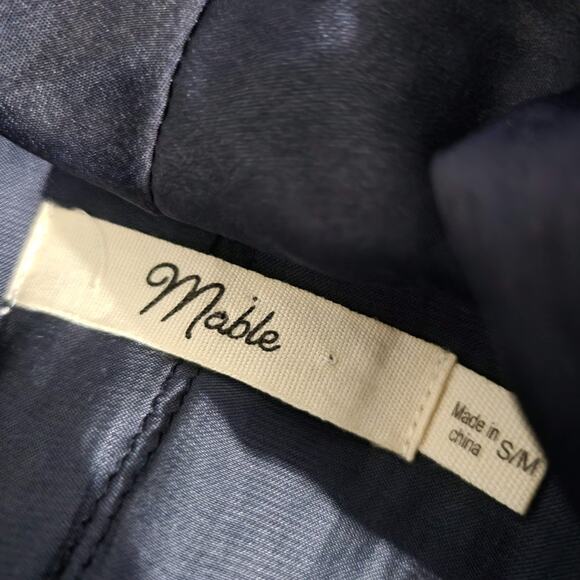 Mable Blazer Dress Blue Navy Satin Silky Oversized Side Slits Baggy Size Medium - Picture 11 of 16